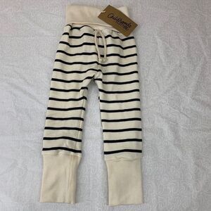 NWT Childhood cream with black stripes skinny sweat pant size 18-24m